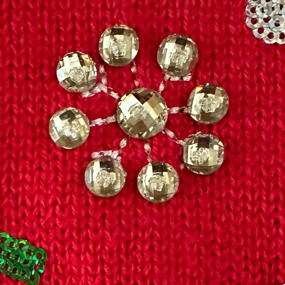 Holiday Time Oh What Fun Christmas Sweater Bells Sequins Size Large Womens - Picture 7 of 13
